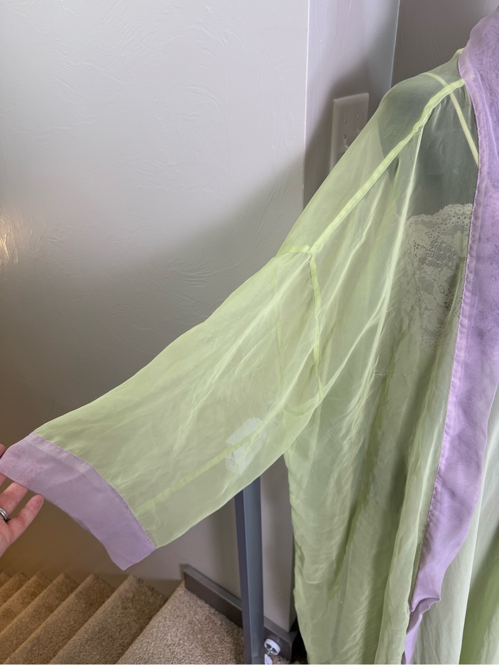 Vintage Victorias Secret Sheer Nighty & Robe Set Green Purple Lace Coquette Y2K - Picture 3 of 12